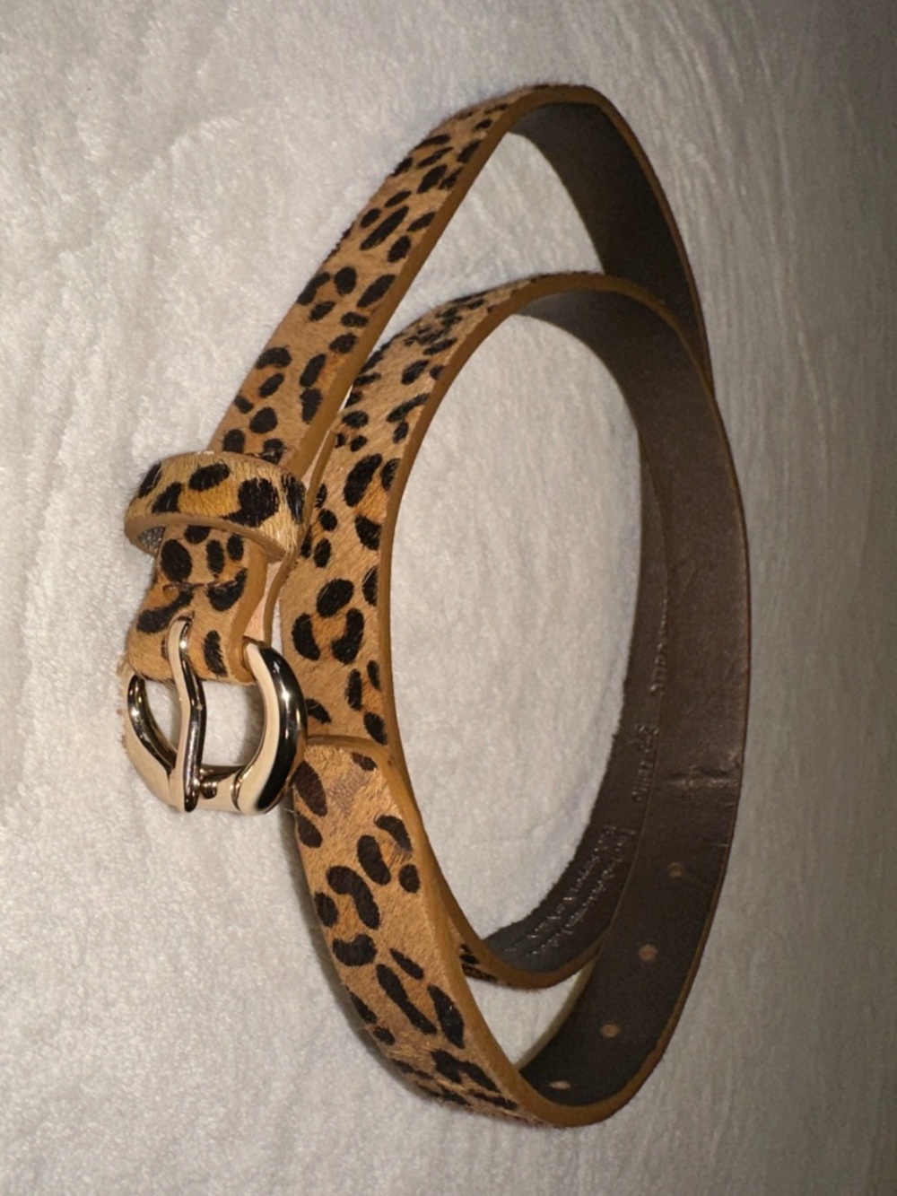 Banana Republic Leopard Haircalf Skinny Belt Size S/P Leather Animal Print 3/4"